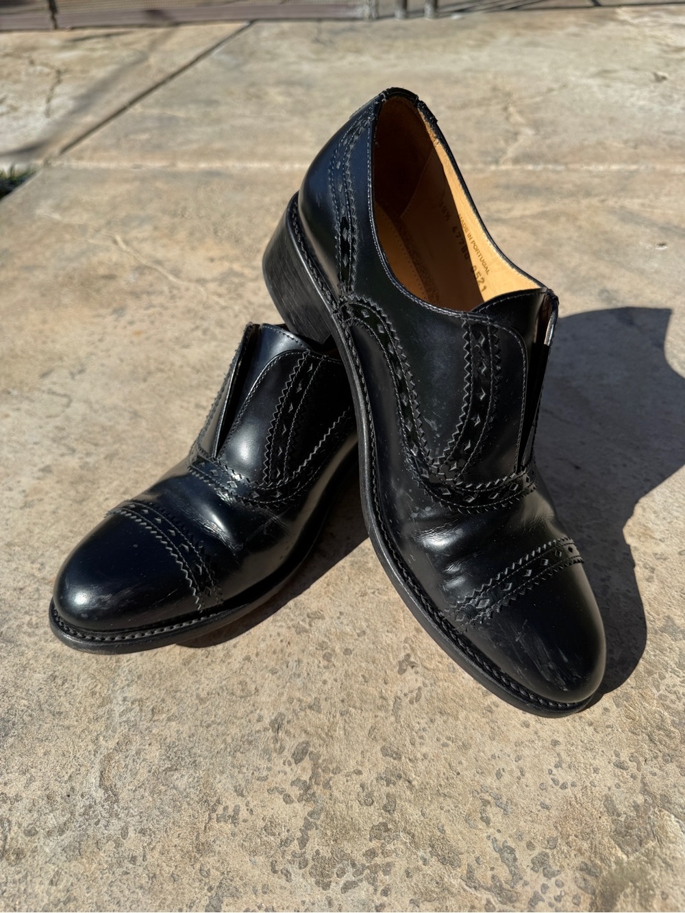 OFFICE OF ANGELA SCOTT Black Leather Slip-On Shoes